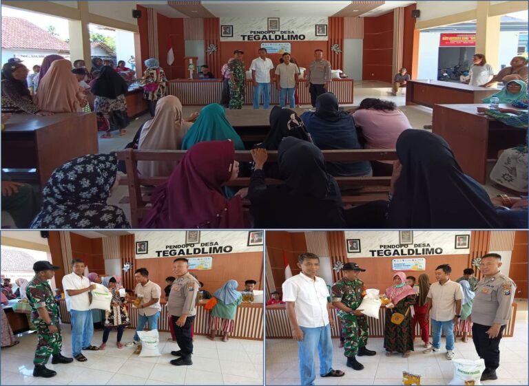 Pastikan Tepat Sasaran, Kepala Desa Tegaldlimo, Babainsa dan Bhabinkamtibmas, Kawal Penyaluran Bantuan Pangan Tahap I kepada 767 Warga