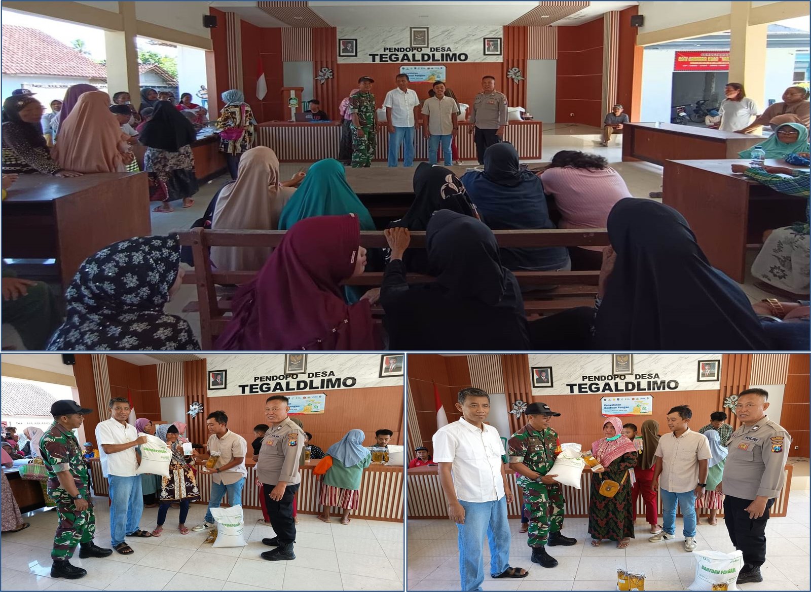 Pastikan Tepat Sasaran, Kepala Desa Tegaldlimo, Babainsa dan Bhabinkamtibmas, Kawal Penyaluran Bantuan Pangan Tahap I kepada 767 Warga